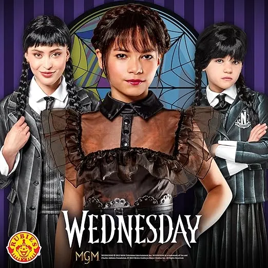 Rubies Women's Wednesday TV Show Wednesday Costume Wig, As Shown, One Size