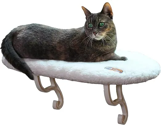K&H Pet Products Cat Window Perch Kitty Sill with Washable Cushion Bed Cover - Sturdy Cat Window Hammock Holds 40LBS for Large Cats, Window Bed Seat for Indoor Pets - Unheated