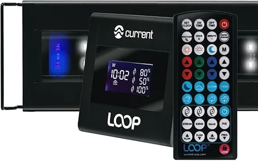 CURRENT USA 18-24" Inch Orbit Marine IC LED Saltwater Reef Marine Aquarium Light | 24 Hour IR Lighting & eFlux Wave Pump Control | Adjustable Color Spectrum for Fish Tank (4104)