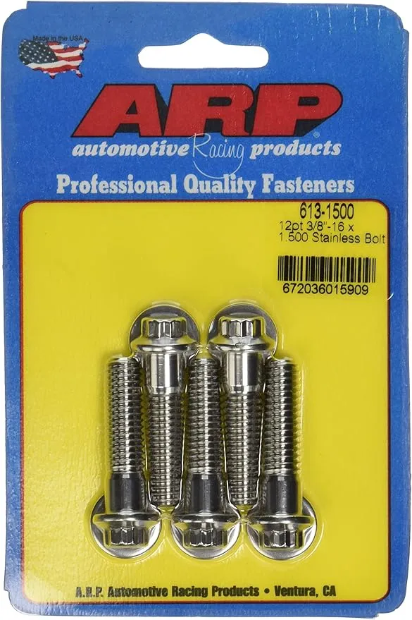 ARP 6131500 Stainless Steel 3/8-16 12-Point Bolts - Pack of 5