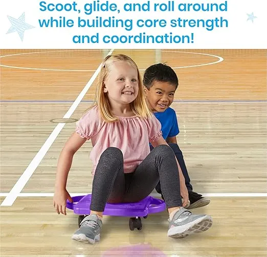 hand2mind Green Indoor Scooter Board with Handles, Gym Scooters for Kids, Recess Toys, PE Equipment for Elementary School, Kids Indoor Play Equipment, Floor Scooter, Kids Sports Activities