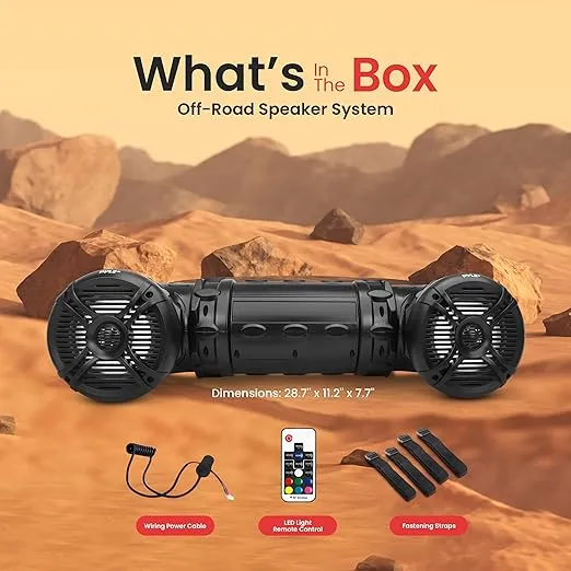 Pyle Bluetooth Speakers 800 Watt 6.5 Inch Amplified Sound System with Multi-Color LED Lights, Waterproof Marine Bluetooth Wireless Speakers with Weatherproof Design, Ideal for Outdoor and Vehicle Use
