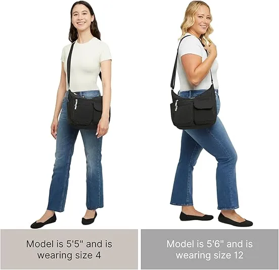 Baggallini Everywhere Bagg Crossbody Women 11x9 Lightweight Nylon Hobo Water-Resistant Travel Bag W/RFID Protection