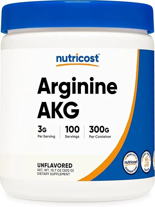 Nutricost Arginine AKG Powder 300 Grams (AAKG) - 3G Per Serving & 100 Servings - Pure Arginine Alpha Ketoglutarate