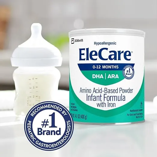 EleCare Hypoallergenic Amino Acid-Based Infant Formula, Complete Nutrition for Food Allergies and GI Conditions, Amino Acid-Based Baby Formula Powder, 14.1-oz Can