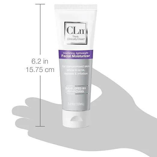 CLn® Facial Moisturizer - Soothes & Calms Skin, Helps Reduce Appearance of Redness, Locks in Moisture without Clogging Pores, Dermatologist & Clinically Tested, 3.4 oz.