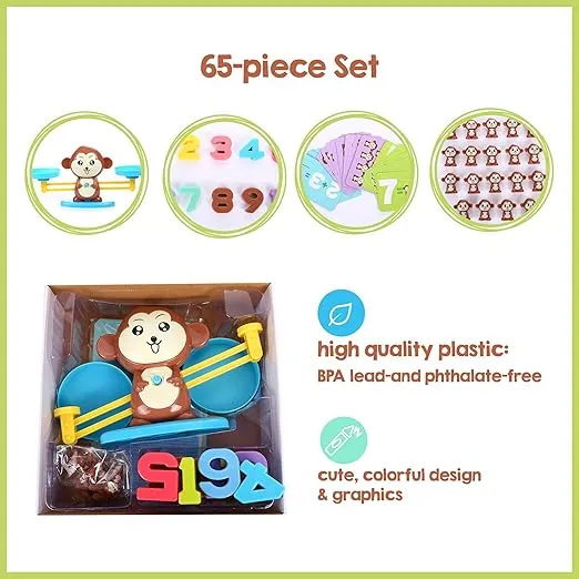 CoolToys Monkey Balance Cool Math Game for Girls & Boys | Fun, Educational Children's Gift & Kids Toy STEM Learning Ages 3+ (64-Piece Set)