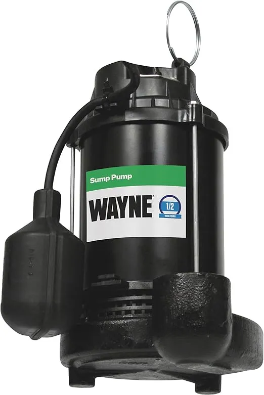 Wayne 57603-WYN1 1/2HP SUB CDT50 1/2 Cast Iron Submersible Sump Pump with Tether Float Switch, 0.5 HP, Black