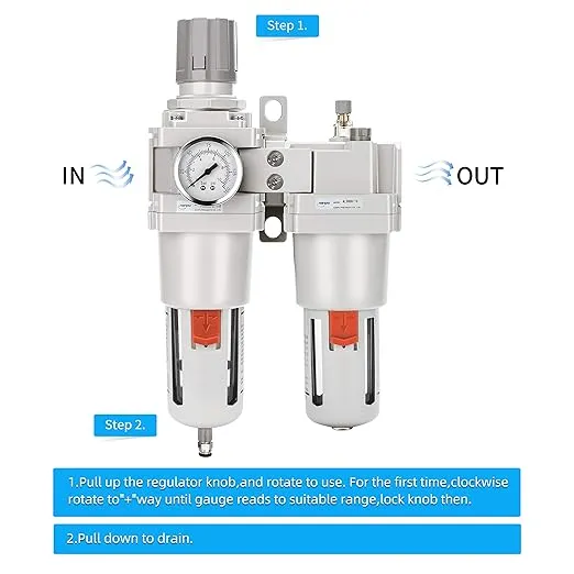 NANPU 1" NPT Compressed Air Filter Regulator Lubricator Combo (FRL) Water/Oil Trap Separator - Gauge(0-150 psi), 5 Micron Brass Element,Poly Bowl, Semi-Auto Drain, Metal Bracket