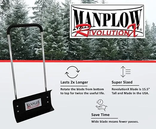 MANPLOW RevolutionX Snow Pusher with U Handle (48 Inch)