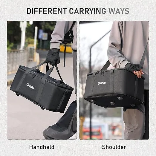 ULANZI Carrying Bag with Movable Foam Padded for Studio Light, Light Stands, Mini Softboxes, Durable Oxford Cloth Transit Bag Travel Case with Shoulder Strap & Handle, 17.13'' x 10.83'' x 8.27'',OM-01