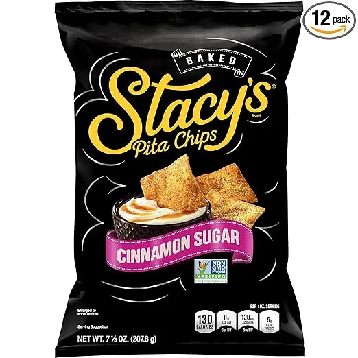 Stacy's Cinnamon Sugar Flavored Pita Chips, 7.33 Ounce (Pack of 12)