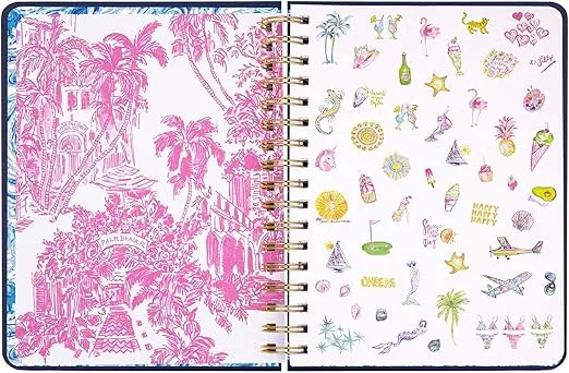 Lilly Pulitzer Large Daily Planner January 2025 - December 2025, Weekly Agenda & Monthly Calendar, Stickers, Pockets, & Spiral Binding (The Hottest Spot Navy)