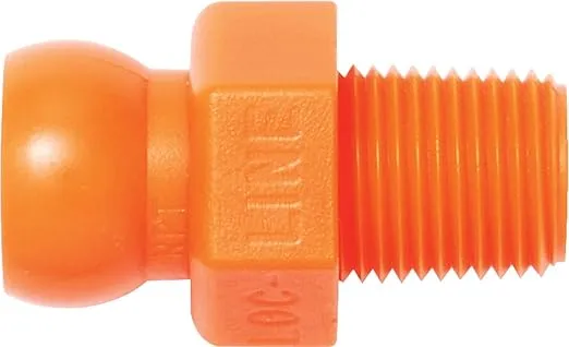 Loc-Line Coolant Hose Component, Acetal Copolymer, Connector, 1/4" Hose ID, 1/8" NPT (Pack of 4) - 41405, Orange