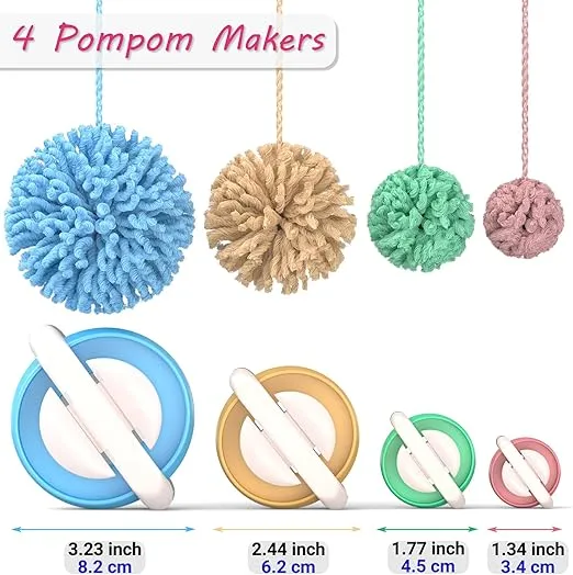 READAEER Round Knitting Looms Set Craft Kit Tool with Hook Needle and Pompom Maker