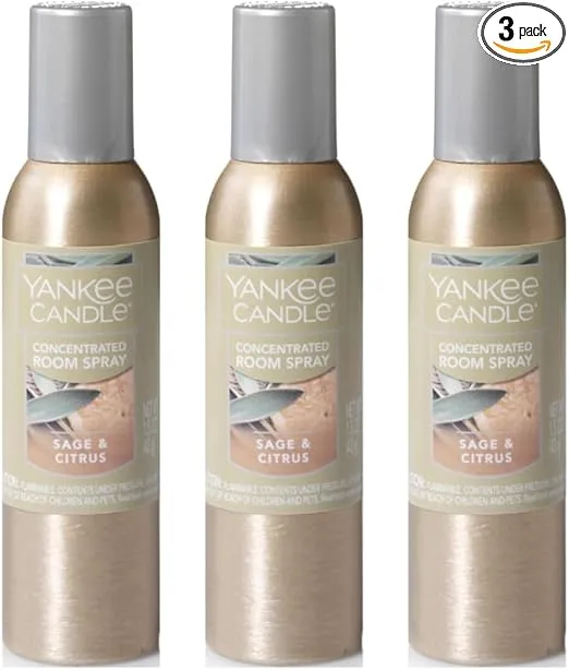 Yankee Candle Concentrated Air Freshener Room Spray, Odor Eliminator for Home, Bathroom, Sage & Citrus, 1.5 Oz (Pack of 3)