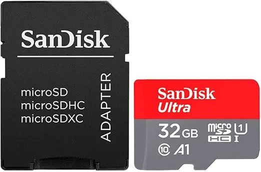 SanDisk 32GB Ultra microSDHC UHS-I Memory Card with Adapter - 98MB/s, C10, U1, Full HD, A1, Micro SD Card - SDSQUAR-032G-GN6MA