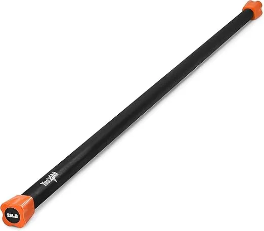Yes4All Total Body Workout Weighted Bar, Resistance Band Bar, Weighted Bar Racks, Body Exercise Bar for Yoga, Strength Training in Home and Gym Single/Combo