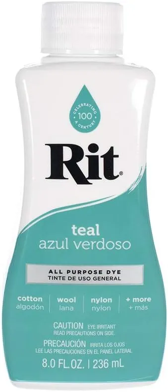 Rit Dye – 8 Oz. Liquid Fabric Dye for Clothing, Décor, and Crafts – Teal with Color Fixative