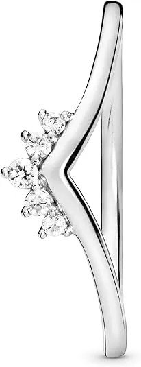 Pandora Jewelry Tiara Wishbone Cubic Zirconia Ring in Sterling Silver, Size 4.5