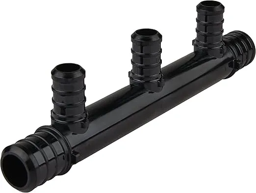 EFIELD 3 Outlets Open Poly PPSU Barb Crimp Pex Manifold: 3/4 Trunk, 1/2" Port (3 Outlets), F2159