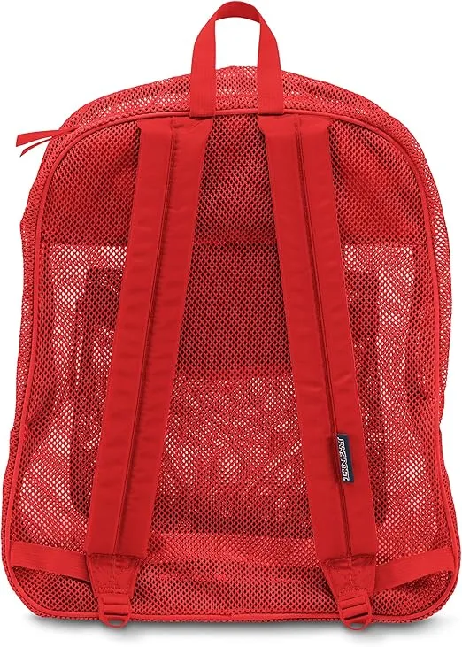 JanSport Mesh Pack - See Through Backpack, Red Tape