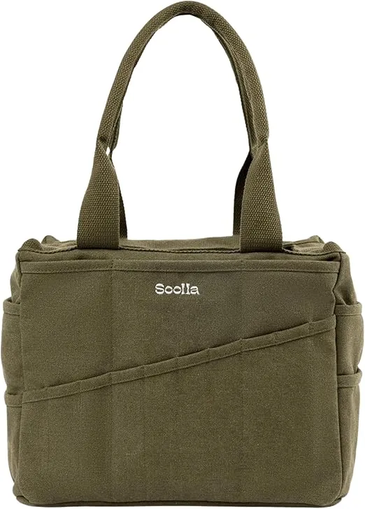 Studio Bag: Washable Art Supply & Pottery Clay Tool Bag, 30 Pockets, 15 Colors, Artist Gift Bag (Forest Green)