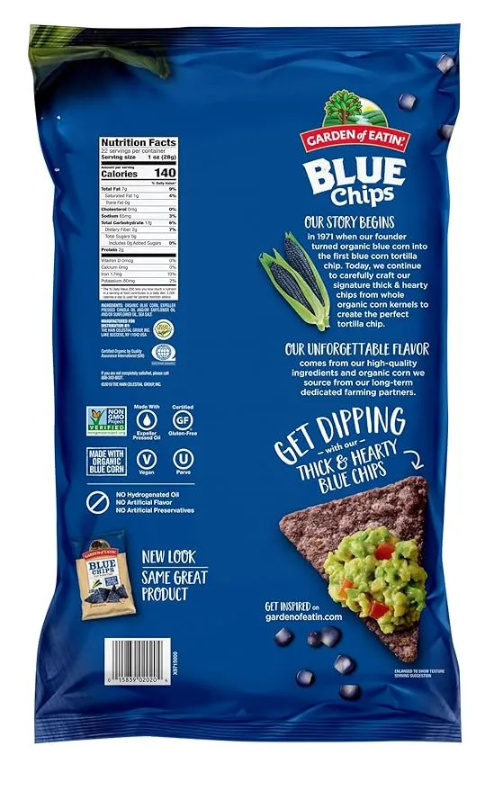 Garden of Eatin' Blue Corn Tortilla Chips, Blue Chips, 22 Oz (Pack of 10) (Packaging May Vary)