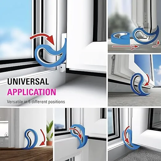 Stoppy Door and Window Stopper, Multi-Functional Door and Window Wedge, Convenient Door Hook, Window Clamp, Keep Doors and Windows Open with Ease, Home and Office Accessory, (Red, 2 Pack)