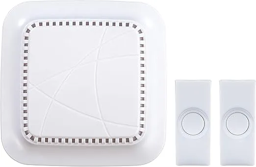 Wireless White Battery Operated Doorbell Kit - 2 TX