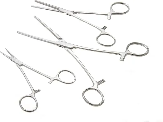 SE Ultimate 6-Piece Hemostat Set - Stainless Steel, Straight and Curved Forceps for Crafts, Fishing Lines, Sewing, Doll Making, Hobbies - HEMO-SET-6