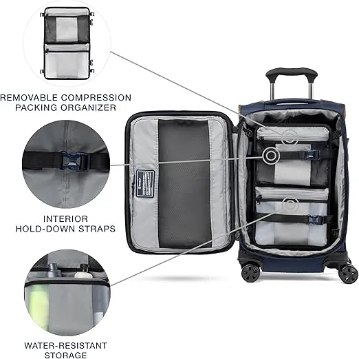 Travelpro Crew Classic Lightweight Softside Expandable Carry on Luggage, 8 Wheel Spinner Suitcase, Men and Women, Compact Carry On 20-Inch, Patriot Blue