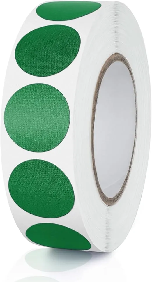 Round Stickers Green 3/4 Inch Circle Labels with Color Coding Dot Sticker Waterproof Removable Roll of 1000