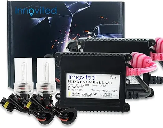 35W DC Slim Digital Ballast x 1 Pair with HID Xenon Bulb x 1 Pair Bundle - 9006-6000K - Diamond White