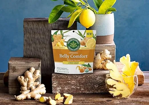 Traditional Medicinals, Organic Belly Comfort Lozenges Lemon Ginger, Relieves Nausea, 30 Individually Wrapped Lozenges