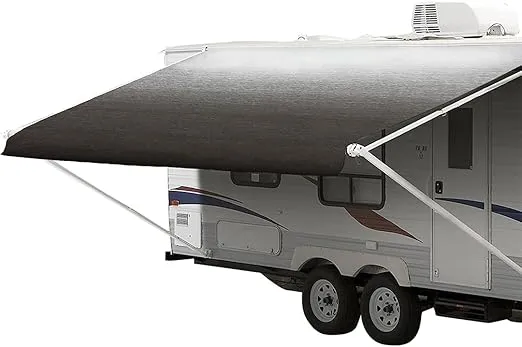 ShadePro - RV Awning Fabric Replacement - Premium Grade Weatherproof Vinyl - Universal Outdoor Canopy for Camper, Trailer, and Motorhome Awnings - Charcoal Fade - 16' (Fabric 15' 2")