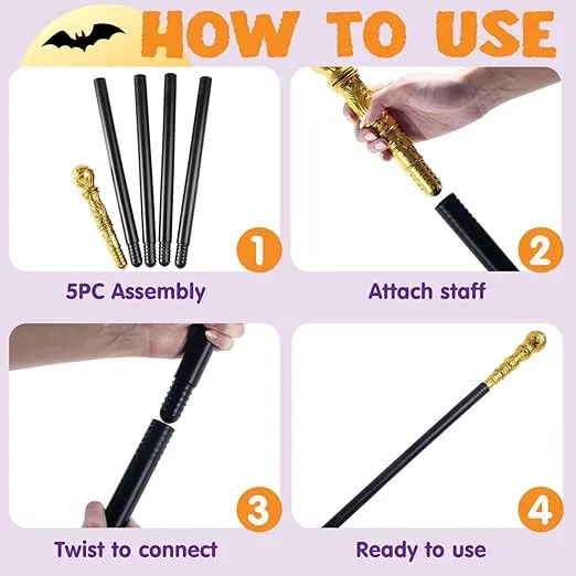 Spooktacular Creations Halloween Costume Walking Cane, Vintage Prop Stick Accessories for Halloween Party Pretend Play Costume, Halloween Dress Up