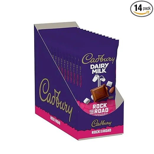 CADBURY DAIRY MILK Rock the Road Milk Chocolate Candy Bars, 3.5 oz (14 Count)