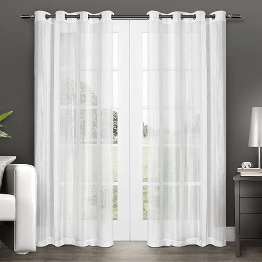 Exclusive Home Curtains EH8043-01 2-84G Penny Window Curtain Panel Pair with Grommet Top, 50x84, Winter White, 2 Piece
