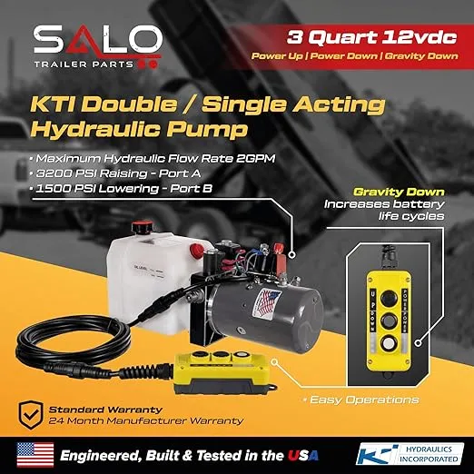 8 Ton (16,000 lb) Dump Trailer Hydraulic Scissor Hoist Kit | Power Hoist Model PH516 | Dump Bed Lift Kit (Standard)