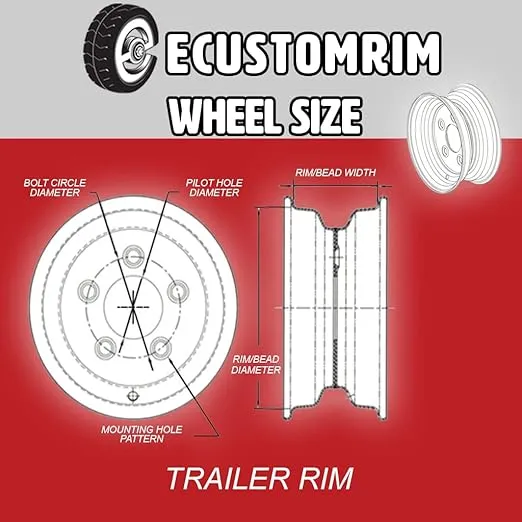 eCustomrim 2-Pack Trailer Tires On White Wheel Rims 480-8 4.80-8 4.80 x 8 Load Range C 4 Lug On 4 in. - 2 Year Warranty w/Free Roadside