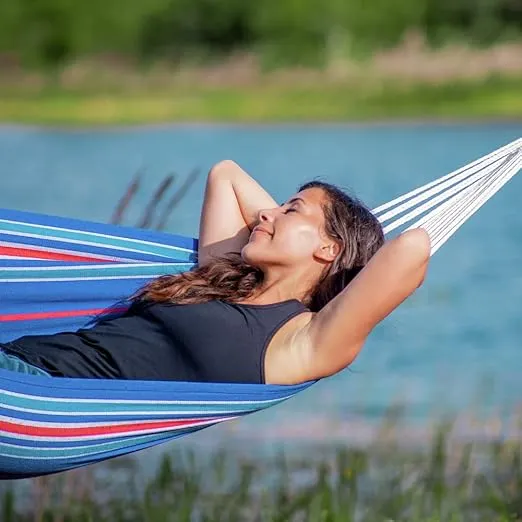 Bliss Hammocks BH-400-CM 40" Wide Hammock w/Hand-Woven Rope Loops & Hanging Hardware, Outdoor, Patio, Backyard Durable, Cotton and Polyester Blend, 220 Lbs Capacity, Cinco De Mayo