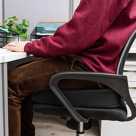 Mind Reader Office Chair Cushion, Ergonomic, Orthopedic, Portable, Car Seat, Memory Foam, 18" L x 17.5" W x 3" H, Black