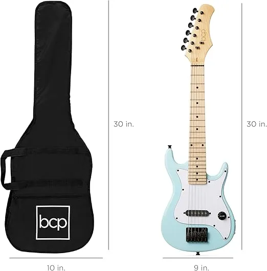 Best Choice Products 30in Kids Electric Guitar Beginner Starter Kit w/ 5W Amplifier, Strap, Gig Bag, Strings, Picks - Powder Blue