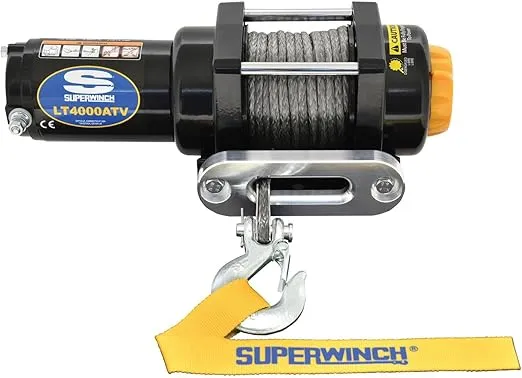 Superwinch 1140230 LT4000SR Winch 4000lb(1814kg) Single Line Pull with Roller Fairlead 3/16" x 50' Synthetic Rope Corded Handheld Remote