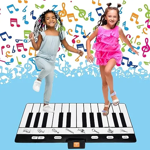Play22 Floor Piano Mat for Toddlers 71" - 24 Keys Piano Play Mat - Keyboard Playmat has Record, Playback, Demo, Play, Adjustable Vol. - Best Piano Gift for Boys & Girls