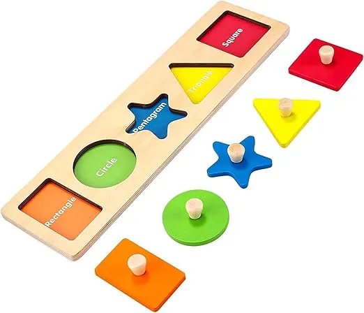 First Jumbo Knob Wooden Shape Puzzles for Toddlers 1-3,Montessori Shapes Sorter Board Toys Puzzle for1 2 Year Old,Preschool Learning Toys for Baby Kids,1-2 Year Old Boy Girl,Stocking Stuffers,Birthday