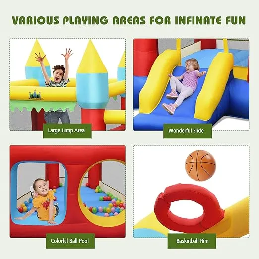 BOUNTECH Inflatable Bounce House, Bouncy House for Kids 5-12 Indoor Outdoor Party Family w/Jumping Area, Ball Pool, Toddler Jump Castle Bounce House with Blower Included for Christmas Birthday Gifts