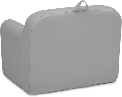 Delta Children Cozee Chair for Kids - 1 Seater Foam Toddler Couch can be Personalized with Name, Has Removable Cover for Easy Machine Washing (25x18x20.5 Inches, Light Gray)