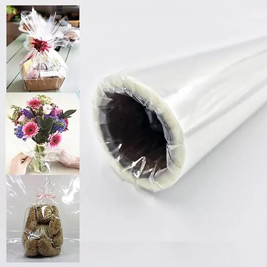 Craft And Party Clear Cellophane Wrap Roll, 40" X 100ft Cellophane Roll, Gift Wrap Roll - Not Folded